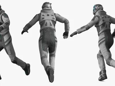  Running Futuristic Astronaut with Visor 