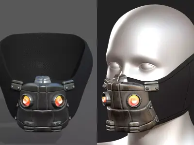 Gas mask respirator scifi futuristic  Low-poly 3D model