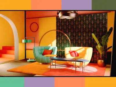 interior design art deco style 3D model