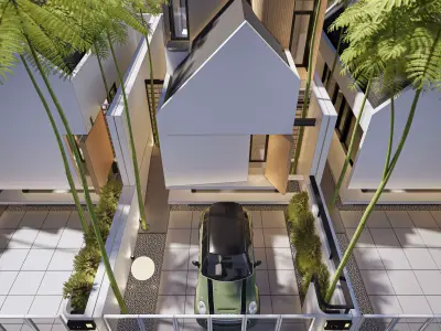 3D Model house Modern Minimalist Tropical 2 Story 3D model