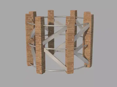 Scaffold wooden ring Free low-poly 3D model