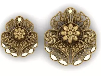 Pendant Set 5 pair of gold brooches 3D print model