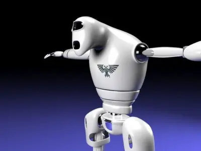 Rigged guard robot Low-poly 3D model