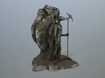 anibus statue of man holding spear Low-poly 3D model