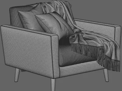 West Elm Oliver Fabric Sofa 3D model
