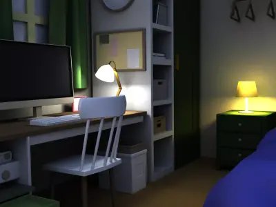 Little Bedroom Low-poly 3D model purchase
