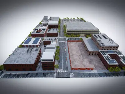 URBAN CITY SCENE Low-poly 3D model