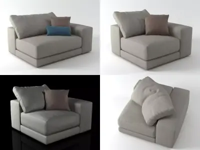 Hills four different sofas with pillows 3D model