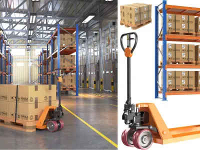  Detailed Warehouse Interior With Furniture 