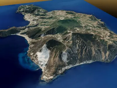 Lipari island 3d model terrain Low-poly 3D model