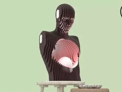 parametric wood lamp 6mm plywood  3D print model