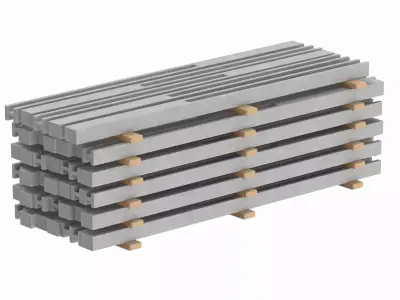 Concrete Slabs On Wood Planks 3D model