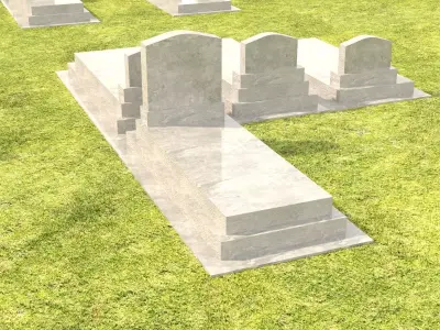 Gravestone gravestones on grassy field 3D model