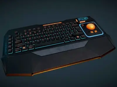 Cyberpunk Keyboard Trackball Low-poly 3D model