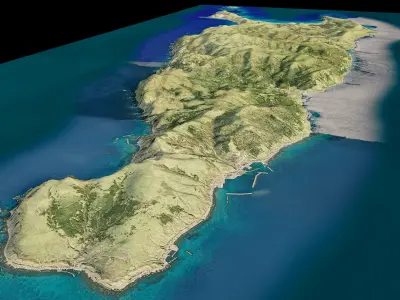 Rebun Island 3d model terrain Low-poly 3D model