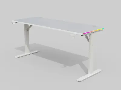 White Gaming Desk - High-Details Asset Low-poly 3D model