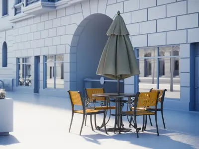 Basic four chairs in the middle of the street 3D model