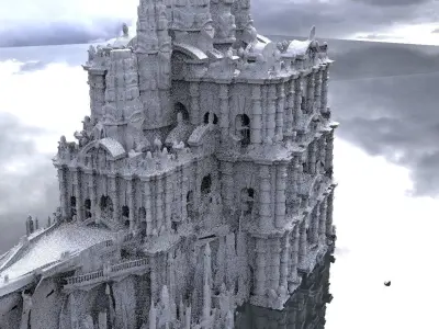 Incan Temple game dungeon 3D 2 Comes with palm trees 3D model