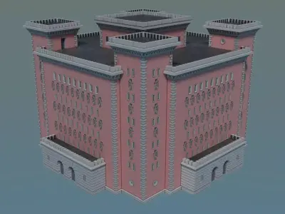 Reichsbahn Berlin Castle Plaster Red Low-poly 3D model