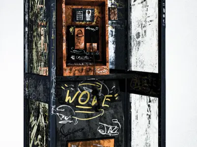 Dirty Telephone Booth Low-poly 3D model