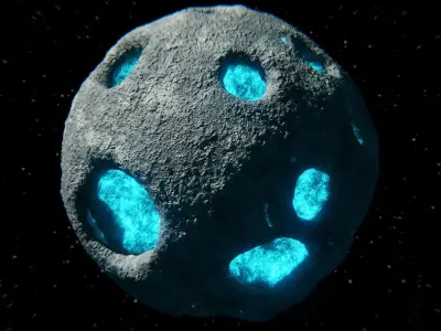 Molten Core Asteroid - Procedural Sci-Fi Rock Model 3D model