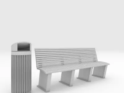 Bench Park 42 Low-poly 3D model