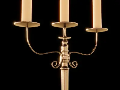 Gothic candle holder for 3 candles 3D model