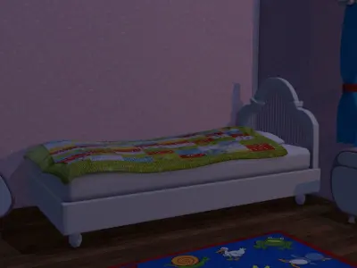 Cartoon Pink Kids Room 3D model
