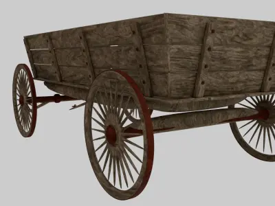  Textures Medieval Wagon Low-poly 3D model