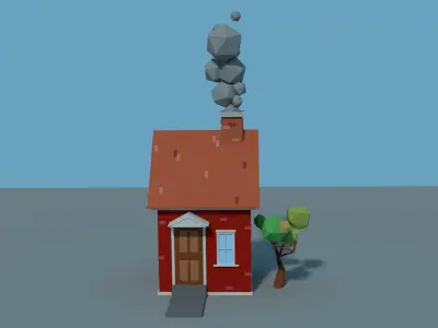 Low Poly Cartoon House Model Low-poly 3D model