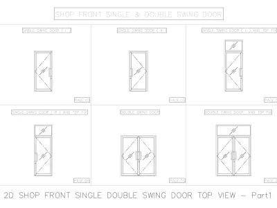 2D SHOP FRONT SINGLE DOUBLE SWING DOOR TOP VIEW 3D model