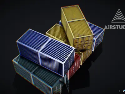 Shipping Containers Pack Low-poly 3D model