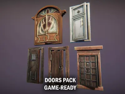 Doors pack Low-poly 3D model