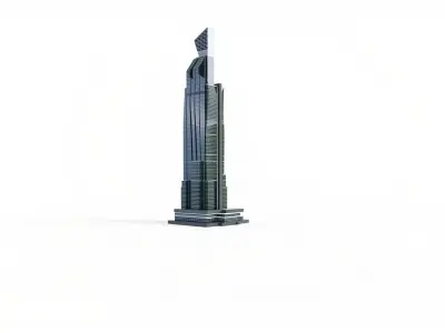 Futuristic Skyscraper Architectural Model Low-poly 3D model
