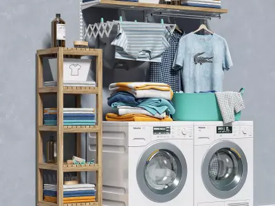 Laundry Area Washing Machine Set  3D model