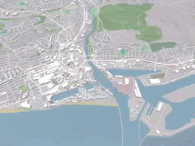 Cityscape Swansea UK 3D model