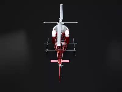 Bell 47 Light Helicopter - PBR 3D Model with Interior Low-poly 3D model