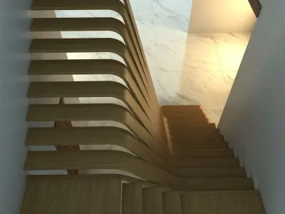 Creative wood stairs scene 3D model