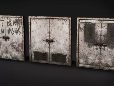 Post-Apocalyptic Broken Door - Modular Barricade Pack Low-poly 3D model