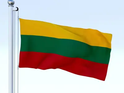 Animated Lithuania Flag Low-poly 3D model