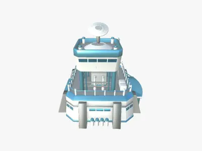 SciFi Facility B01 White Blue - Sci Fi Exterior Design Low-poly 3D model