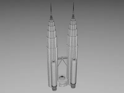 Center Petronas Twin Tower Low-poly 3D model