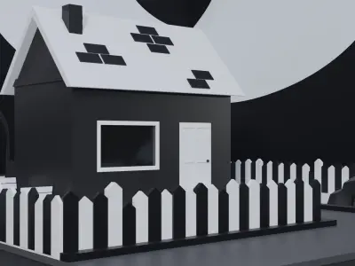 Simple house with garden 3D model