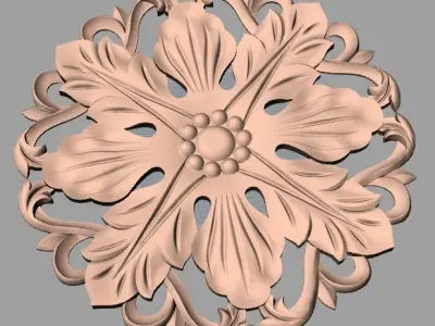 Furniture decoration round flower 3D STL model for CNC E883 3D model