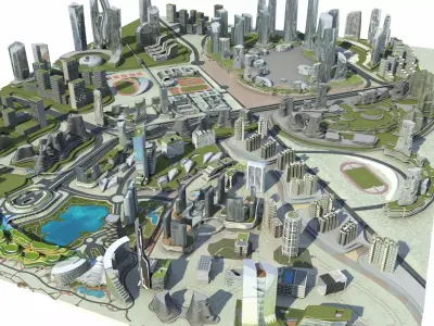 City 3 with ball in middle 3D model