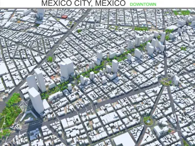 Mexico City Downtown Low-poly 3D model