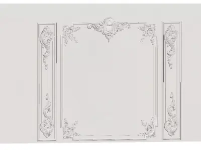 French Plaster Molding Accent Wall 3D model