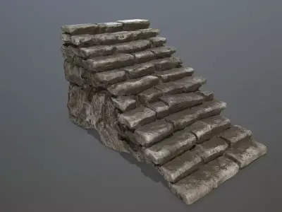 stairs stone wall Low-poly 3D model