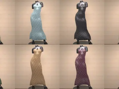 Mermaid Dress Outfit for Genesis 9 3D model