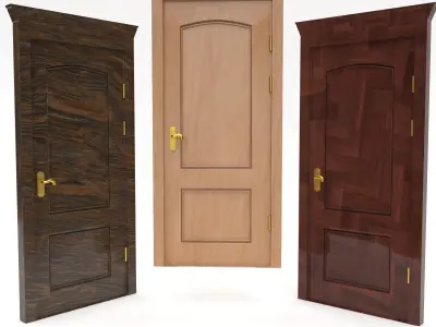 exterior interior wooden door set Low-poly 3D model